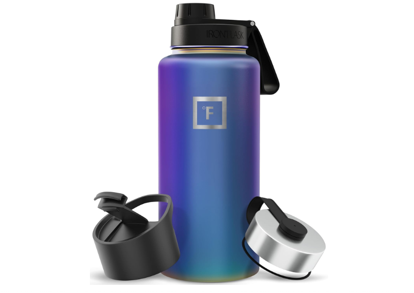 IRON °FLASK Camping & Hiking Hydration Flask with Spout, Wide Mouth Insulated Stainless Steel Sports Water Bottle - 32 oz Aurora 