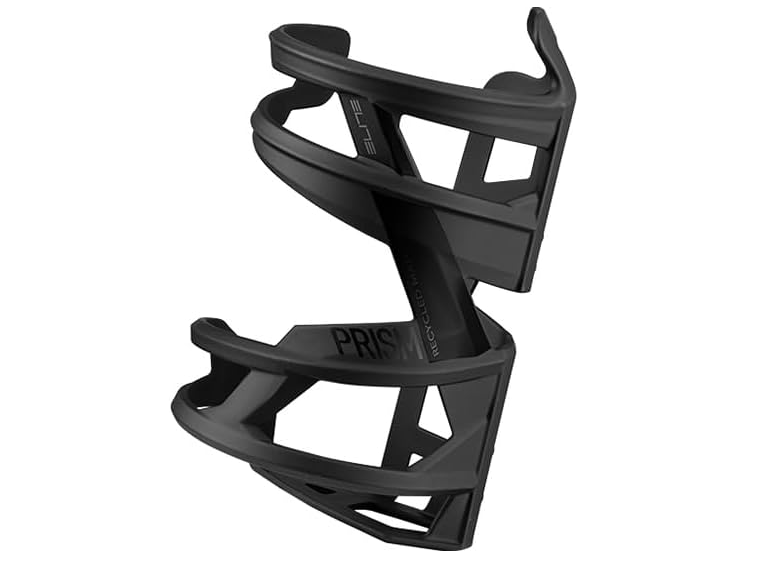 Elite Prism Left Bottle Cage – Recycled Material, Black Skin Soft Touch – Lightweight, Durable, Secure 