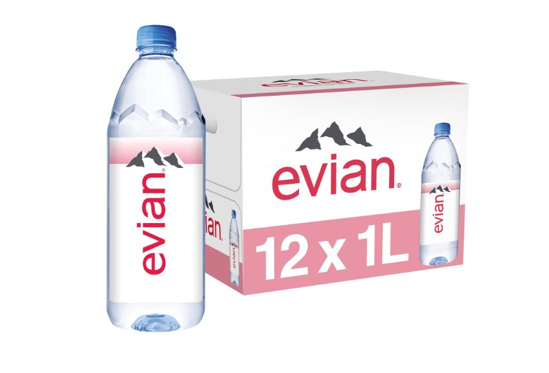 Evian Natural Spring Water, 1 L bottle, 12 pack 