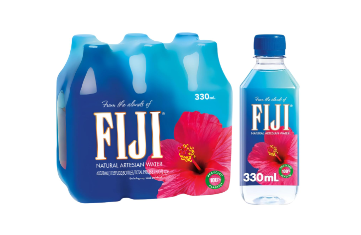FIJI Natural Artesian Water 330 mL / 11.15 Fl Ounce Bottle (Pack of 6) - 100% Recycled Plastic 