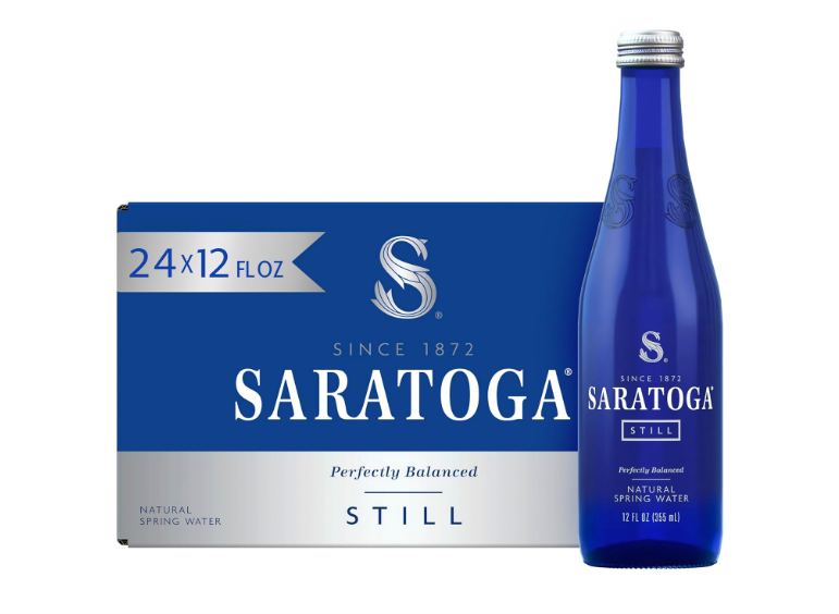 Saratoga Spring Water Bottles, 24 Pack – Still Bottled Water - Glass Bottles - 12 Fl Oz 