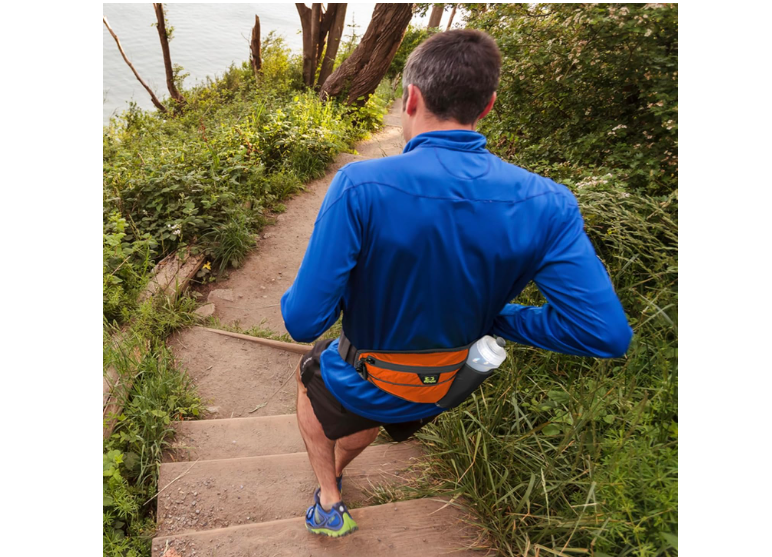 Amphipod Profile-Lite 20 Bottle Pack, Runners Waist & Hydration Belt, 5K/10K, Endurance & Ultra Running, Men & Women - Charcoal/Sunrise - 20 oz
