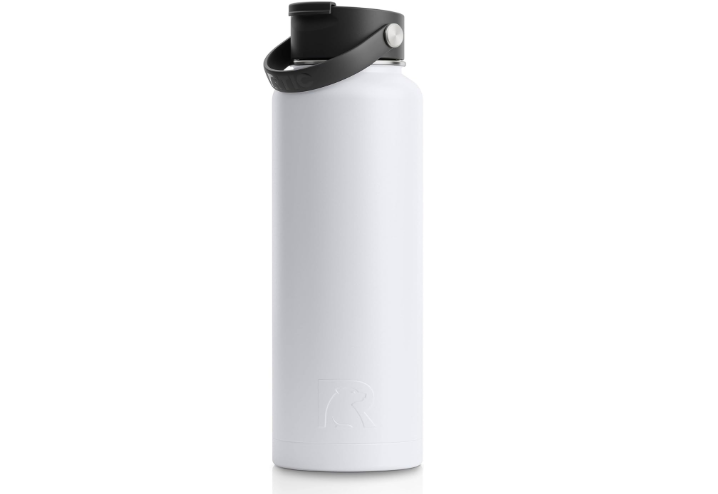 RTIC 40oz Vacuum Insulated Water Bottle, Metal, Stainless Steel, BPA Free, Reusable, Sweat-Proof Flask for Hot and Cold Drinks, Travel, Sports, Camping, White 