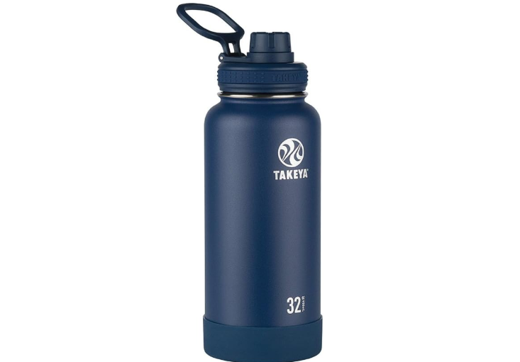 Takeya Actives Insulated Stainless Steel Water Bottle with Spout Lid, 32 Ounce, Midnight
