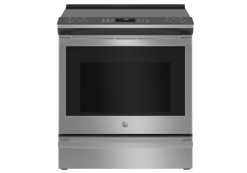 GE Profile PSS93YPFS 30" SlideIn Smart Electric Range with 4 Radiant Heating Elements, 5.3 Cu. Ft. True Convection Oven, Storage Drawer, WiFi, Self...
