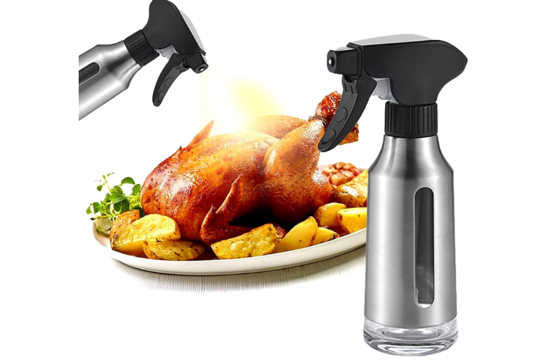 Micyples Oil Sprayer for Cooking,Stainless Steel Olive Oil Mister for Air Fryer Black Nozzel Dispenser Bottles Fat Reduction Glass Oil Control Spray Pot 6... 