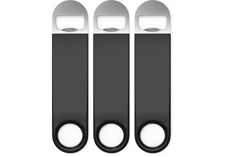 Bartender Bottle Openers, Beer Bottle Openers, Speed Openers 3 Pack by Premium Cold One. Professional Grade: Rubber Coated, Stainless Steel. Large, 7 inch 