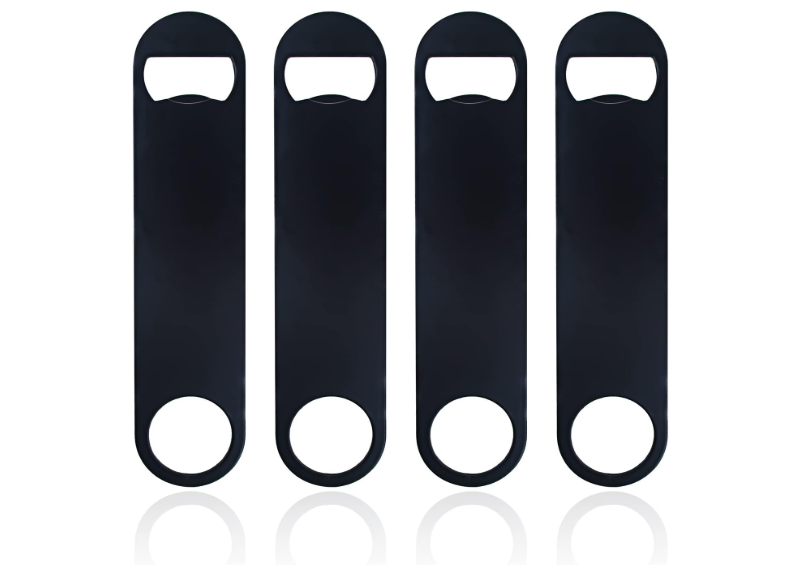 KTOJOY 4 PACK Stainless Steel Flat Bottle Opener, Beer Bottle Opener, 7inch, with Exquisite Packaging, for Kitchen, Bar or Restaurant, Black, 