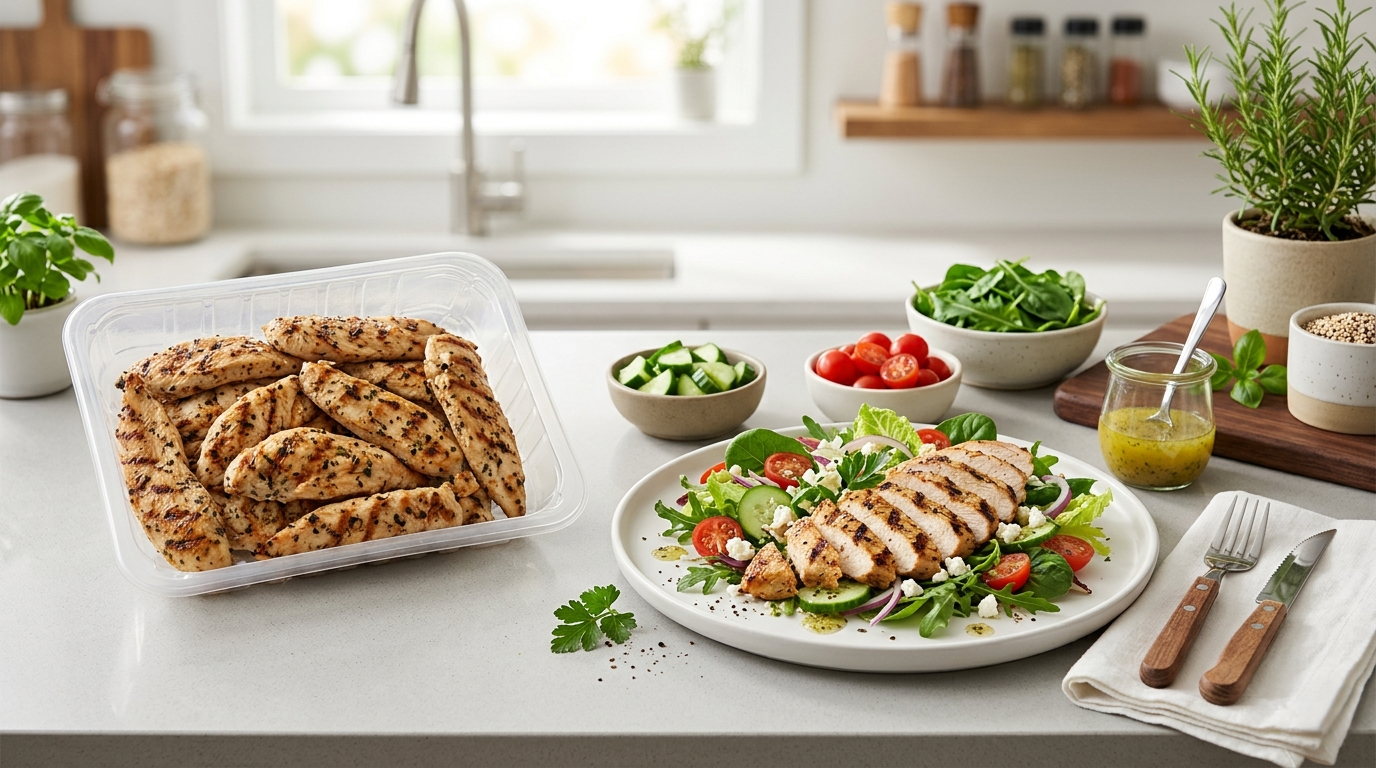 Tyson grilled chicken strips product comparison with prepared meal