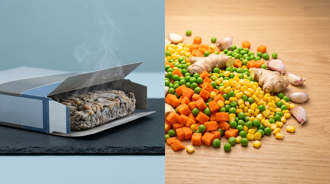 Three bowls of plant-based chicken alternatives: rehydrated soy curls, torn extra-firm tofu, and shredded oyster mushrooms.