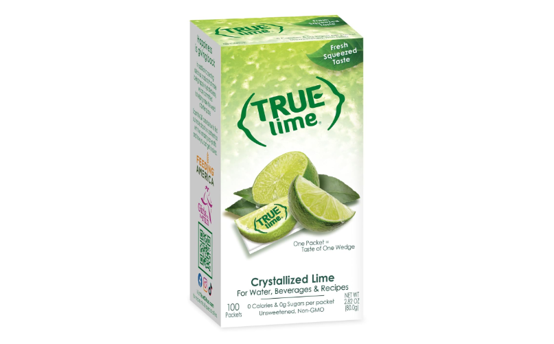 True Lime 100ct (Pack of 1) - Water Enhancer - Bulk Dispenser - 0 Calorie Drink Mix Packets For Water - Sugar Free Lime Flavoring Powder Packets 