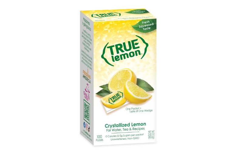 True Lemon 100ct (Pack of 1) - Water Enhancer - Bulk Dispenser - 0 Calorie Drink Mix Packets For Water - Sugar Free Lemon Flavoring Powder Packets 