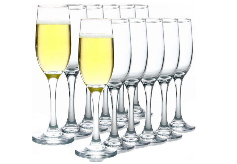 CZUMJJ Elegant Champagne Glasses Set of 12, Long Stem Glass Champagne Flutes for Mimosa, Sparking Wine, Wedding, Party - 6 oz, Clear
