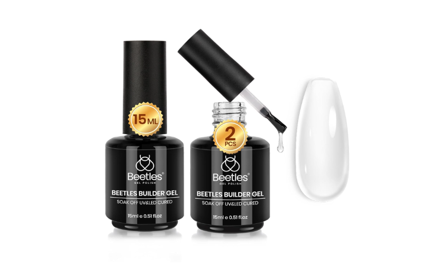 Beetles Builder Gel for Nails,2 Pcs 8 in 1 Clear Building Gel,for Strengthening Natural Nail Instant Apex & Extension for DIY Salon at Home,Friendly for... 
