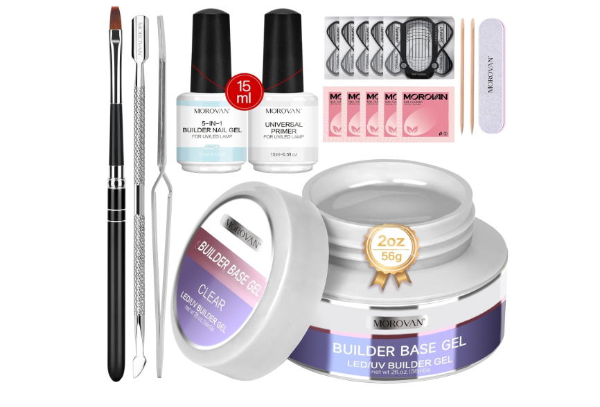 Morovan Builder Gel For Nails: 2oz Gel Nail Builder Clear Hard Gel With 5 in 1 Builder Gel In a Bottle - Universal Primer Gel Strengthen Nail Gel Builder...

