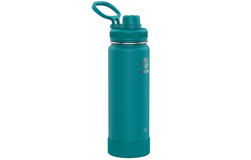 Takeya Actives Water Bottle with Spout Lid - Bottle with Double Stainless Steel Insulation - Dishwasher Safe & BPA-Free - Bottle with Spout Lid & Removable Bumper - 24 oz, Mystic Blue 