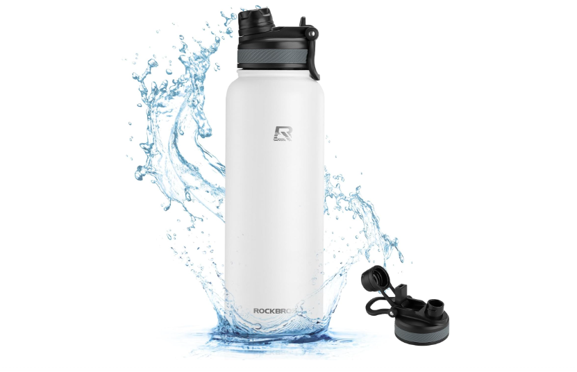 ROCKBROS Insulated Water Bottle with Straw, Stainless Steel Sports Water Cup Flask Leak Proof with Handle Keep Warm and Cold for Hiking, Cycling, Bike... 
