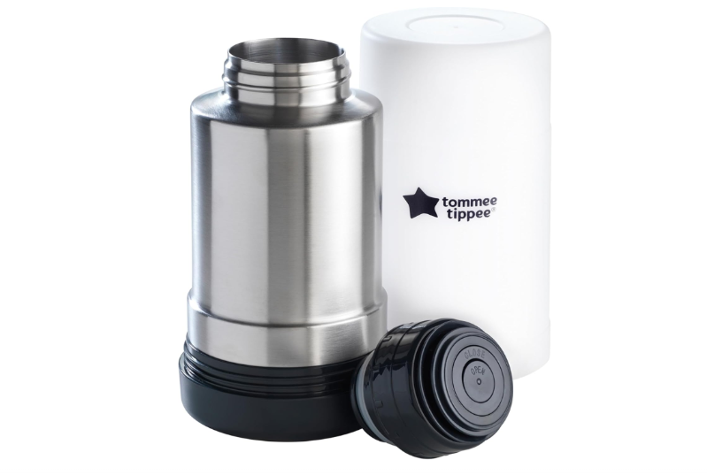 Tommee Tippee Portable Travel Baby Bottle and Food Warmer, Thermal Insulation, Stainless-Steel Flask with Leak-Proof Lid
