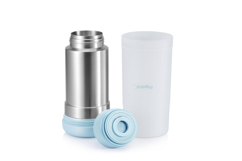Papablic Portable Travel Baby Bottle Warmer On The Go, Fits Most Car Cup Holders, 12 OZ Stainless Steel Bottle Warmer, Leak-Proof, Safe & Easy to Clean

