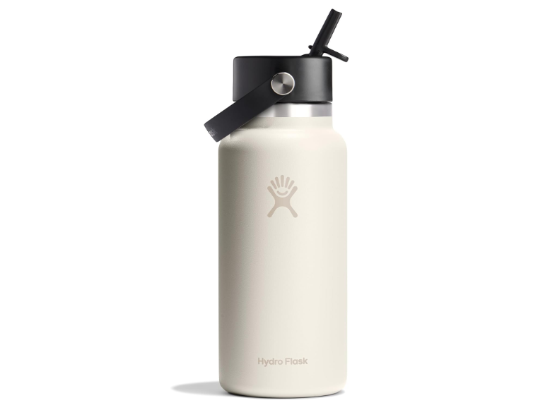 Hydro Flask Water Bottle - Insulated Stainless Steel - Wide Straw Lid, Non Spill, Leakproof in 32 Oz Ivory