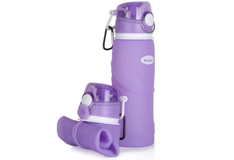Kemier Collapsible Silicone Water Bottles-750ML,Medical Grade,BPA Free Travel Water Bottle Can Roll Up,26oz,Leak Proof Foldable Sports & Outdoor Water...
