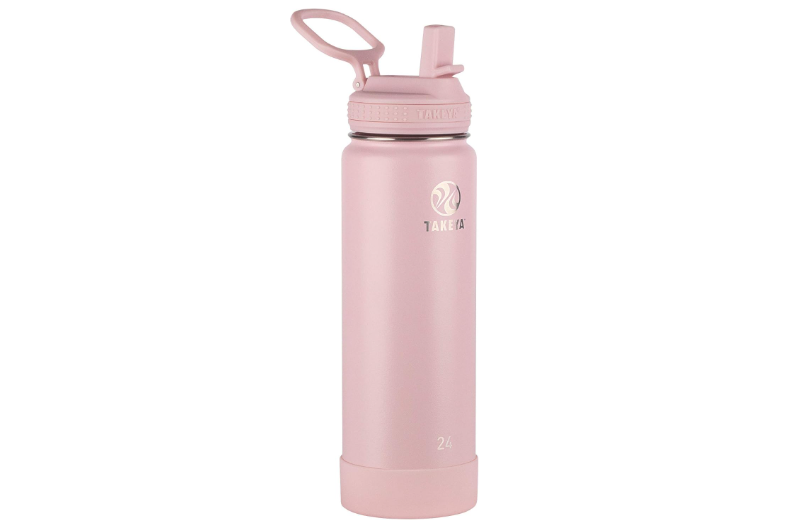 Takeya 24 oz Actives Stainless Steel Water Bottle with Straw Lid – Leakproof, Double-Wall Insulated, Keeps Drinks Cold 24 hrs/Hot 12 hrs, BPA-Free,...