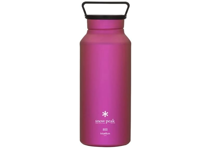 Snow Peak Titanium Aurora Bottle, Durable, Lightweight, Camping, Hiking, Backpacking Water Bottle, Pink, 800ml