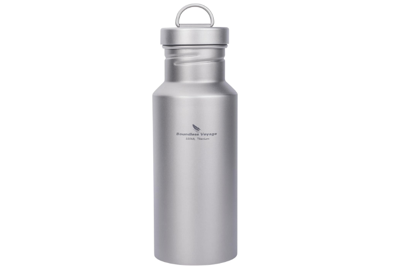 Boundless Voyage Titanium Water Bottle with Lid Wide Mouth Leak-Proof Reusable Sport Drinking Bottle for Camping Hiking Climbing Running Tea Coffee (550ml)