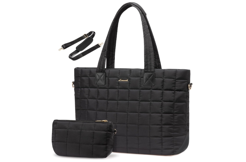 LOVEVOOK Laptop Tote Bag for Women, 15.6 Inch Large Puffer Work Tote Computer Bags, Quilted Women's Shoulder Purse Bag with Zipper, Teacher Office...
