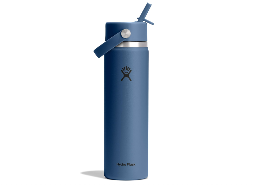 Hydro Flask Water Bottle - Insulated Stainless Steel - Wide Straw Lid, Non Spill, Leakproof in 24 Oz Harbor Blue