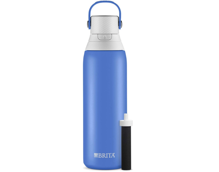 Brita Stainless Steel Water Filter Bottle, 20 Ounce, Ocean, 1 Count