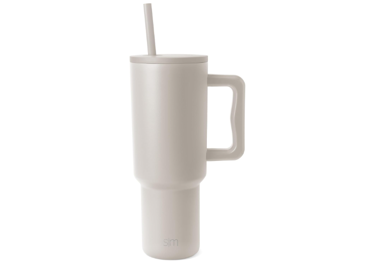 Simple Modern 40 oz Trek Tumbler with Handle and Straw Lid | Cup Holder Friendly Insulated Stainless Steel Travel Mug | Almond Birch