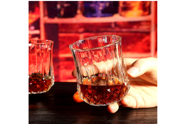 Whiskey Stones and Whiskey Glass Gift Box Set, Father's Day Drinking Gifts Idea for Men Dad, 8 Granite Chilling Whisky Rocks + 2 Glasses in Wooden Box -...