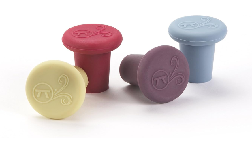 Outset B229 Silicone Wine Bottle Stoppers, Set of 4, Assorted 
