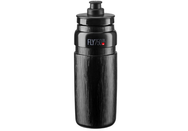 ELITE Fly Tex Cycling Water Bottle 750ml – Black – Ultra-Lightweight, BPA-Free, Easy-Squeeze Sports Bottle for Road, MTB & Gravel