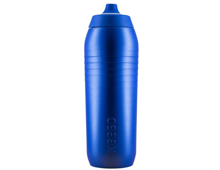 KEEGO The evolution of the sports bottle, elastic titanium, protects against plastic in the water, light and squeezable, pure taste, easy to clean (blue)