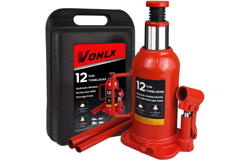 VONLX Hydraulic Bottle Jack with Carrying Case, 12 Ton (26,455 lb) Capacity 7.5-15 inch Lifting Range, Muti-Directional Welded Bottle Car Jack for Car,...