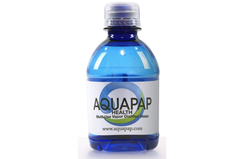 AQUAPAP Distilled Water for CPAP Machines | 8 Oz Travel Water Bottles for CPAP Humidifier | Vapor Distilled CPAP Water Compatible with ResMed & Respironics | TSA Approved | 24 Pack