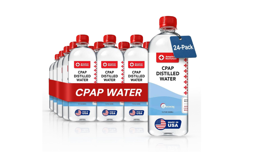 Resway Distilled Water | 24 Pack 16.9oz H2O Travel Bottles for Resmed, Respironics Machines, Personal Humidifier | Medical Supplies for Vacation | Clean,...