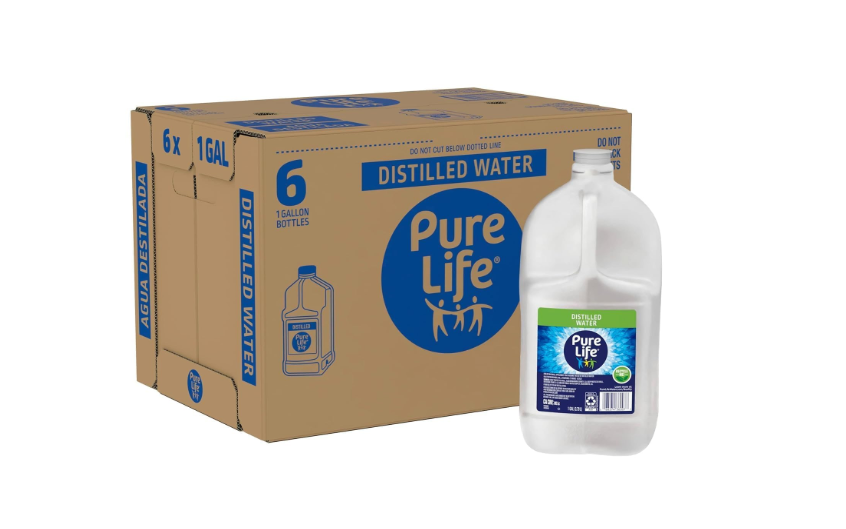Distilled Water 1 Gallon Jug 6 Pack, Bulk Bottled Water for Daily Hydration