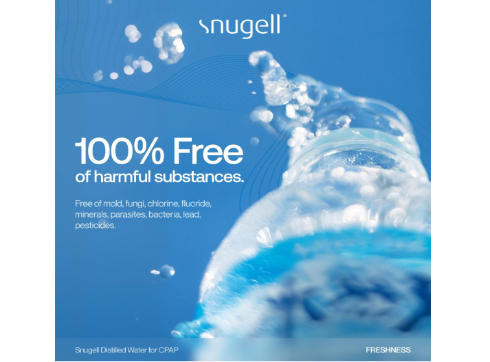 Snugell Travel Size Bottled Distilled Water for CPAP Machines, (6-Pack, 20oz Each) – Up to 12-Day Supply – Multi-Use, Travel-Friendly, Clean, Made in USA