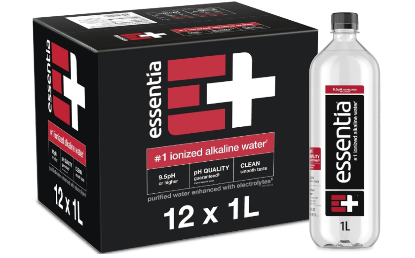 Essentia Ionized Alkaline Water, 9.5+ pH, 99.9% Pure, 12 x 1L | 99.9% pure ionized alkaline water with a 9.5+ pH until opened, and trace electrolytes for a... 