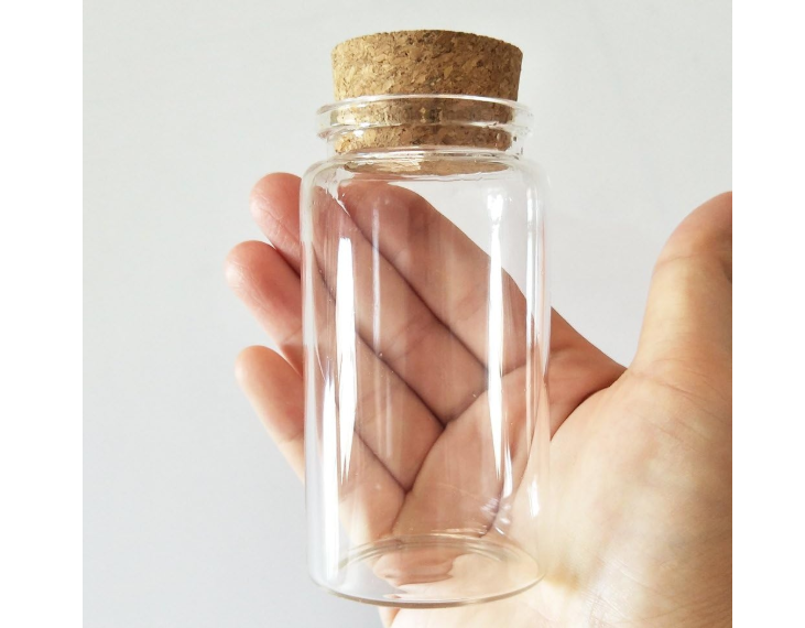 Luo House 3pcs 100ml Small Glass Bottles Vials Jars Glass with Cork Stopper Storage Bottle 100ml 47x90mm(1.85x3.54inch)